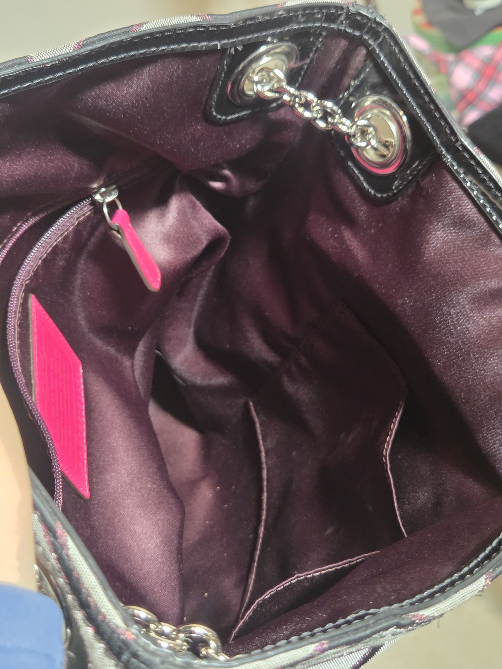 Coach Poppy Metallic Signature Slim Tote Gray 2 Tags (Style 21161) - Picture 12 of 14
